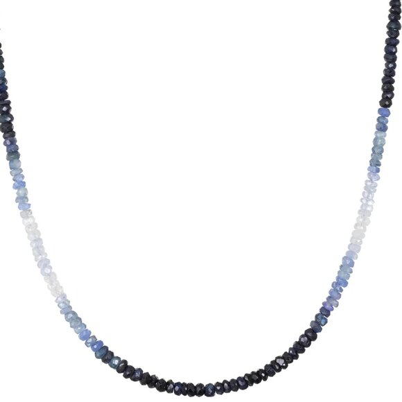 Ombre Sapphire Necklace + Bracelet Set Waterproof Gold Gemstone Jewelry Gift - Picture 13 of 15